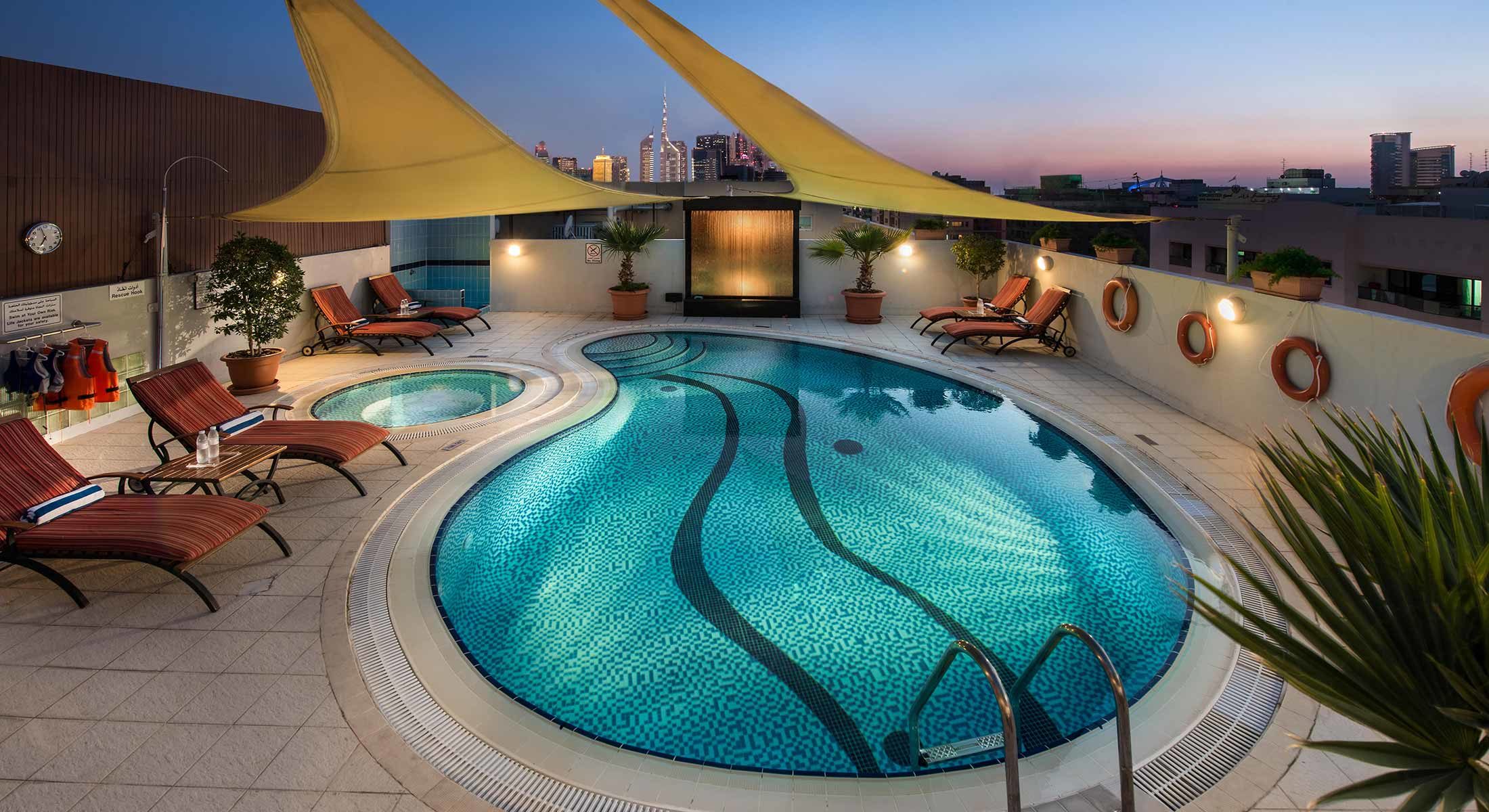Rooftop swimming pool at Savoy Suites