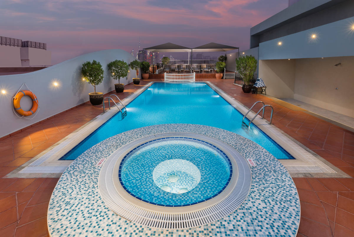 Pool deck at Savoy Crest